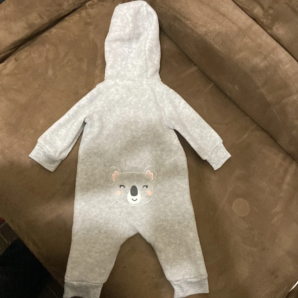 Carters One Piece Outfit Fleece Koala Bear Jumper Baby’s 3m Grey